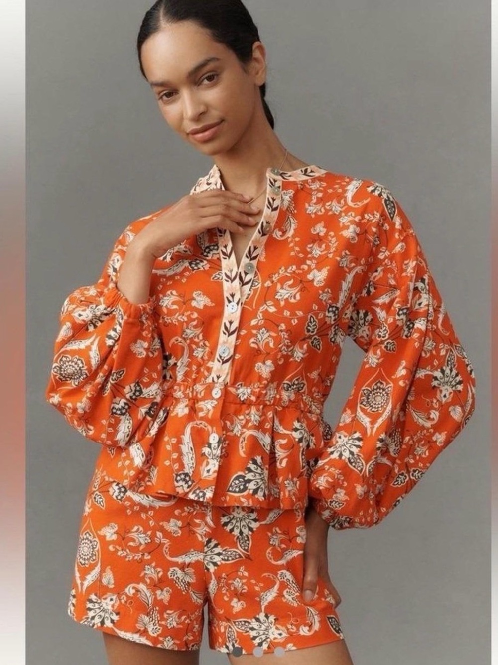 NWT Farm Rio x Balloon Sleeve Floral‎ Romper Size M